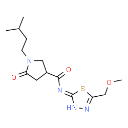 N-[(2Z)-5-(methoxymethyl)-1,3,4-thiadiazol-2(3H)-ylidene]-1-(3-methylbutyl)-5-oxopyrrolidine-3-carboxamide结构式