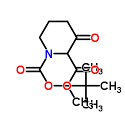 1-(叔丁氧基羰基)-2-甲基-3-氧代哌啶-2-羧酸结构式