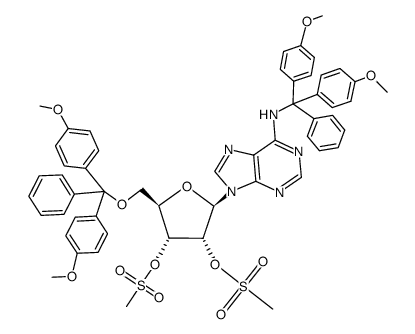 N6,O5'-bis(4,4'-dimethoxytrityl)-2',3'-di-O-mesyladenosine Structure