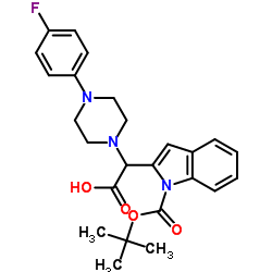 [4-(4-Fluorophenyl)-1-piperazinyl](1-{[(2-methyl-2-propanyl)oxy]carbonyl}-1H-indol-2-yl)acetic acid Structure