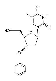 1-[2',3'-dideoxy-3'(R)-phenylseleno-β-D-glycero-pentofuranosyl]thymine结构式