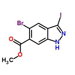 Methyl 5-bromo-3-iodo-1H-indazole-6-carboxylate结构式