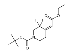 tert-butyl 4-(2-ethoxy-2-oxoethylidene)-3,3-difluoropiperidine-1-carboxylate结构式