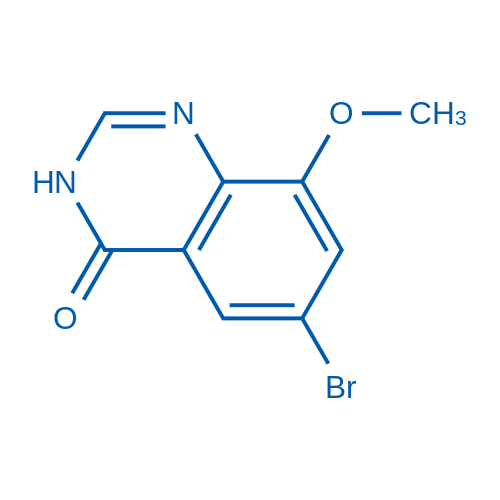 6-溴-8-甲氧基-3, 4-二氢喹唑啉-4-酮结构式