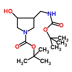 4-叔丁氧羰基氨甲基-1-N-叔丁氧羰基吡咯烷-3-醇图片