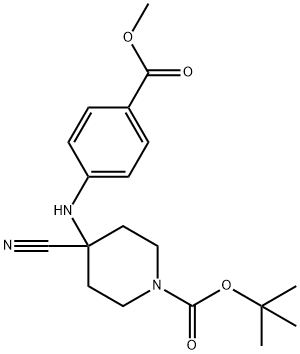 叔-丁基 4-氰基-4-((4-(甲酯基)苯基)氨基)哌啶-1-甲酸基酯结构式