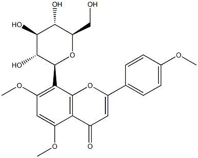 8-β-D-Glucopyranosyl-5,7-dimethoxy-2-(4-methoxyphenyl)-4H-1-benzopyran-4-one结构式