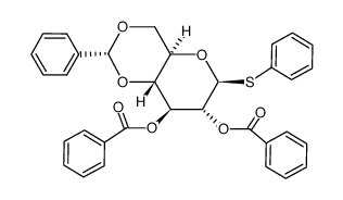 phenyl 2,3-di-O-benzoyl-4,6-O-benzylidene-1-thio-β-D-glucopyranoside Structure