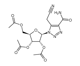 (2R,3R,4R,5R)-2-(acetoxymethyl)-5-(4-carbamoyl-5-(cyanomethyl)-1H-1,2,3-triazol-1-yl)tetrahydrofuran-3,4-diyl diacetate结构式