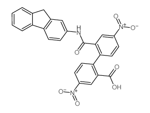 [1,1'-Biphenyl]-2-carboxylicacid, 2'-[(9H-fluoren-2-ylamino)carbonyl]-4,4'-dinitro- Structure