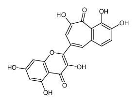 3,5,7-trihydroxy-2-(1,2,8-trihydroxy-9-oxo-9H-benzocyclohepten-6-yl)-chromen-4-one Structure