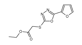 (5-furan-2-yl-[1,3,4]oxadiazol-2-ylsulfanyl)-acetic acid ethyl ester structure