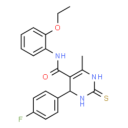 N-(2-ethoxyphenyl)-4-(4-fluorophenyl)-6-methyl-2-thioxo-1,2,3,4-tetrahydropyrimidine-5-carboxamide结构式