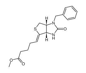 methyl 5-((3aS,6aR)-1-benzyl-2-oxohexahydro-4H-thieno[3,4-d]imidazol-4-ylidene)pentanoate结构式