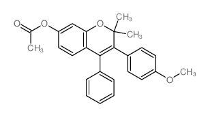 2H-1-Benzopyran-7-ol,3-(4-methoxyphenyl)-2,2-dimethyl-4-phenyl-, 7-acetate Structure