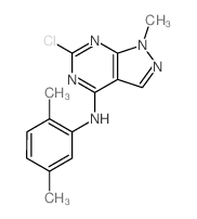3-chloro-N-(2,5-dimethylphenyl)-9-methyl-2,4,8,9-tetrazabicyclo[4.3.0]nona-1,3,5,7-tetraen-5-amine structure