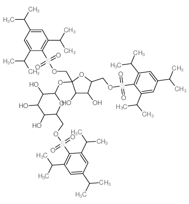 2-[3,4-dihydroxy-2,5-bis[(2,4,6-tripropan-2-ylphenyl)sulfonyloxymethyl]oxolan-2-yl]oxy-6-[(2,4,6-tripropan-2-ylphenyl)sulfonyloxymethyl]oxane-3,4,5-triol结构式