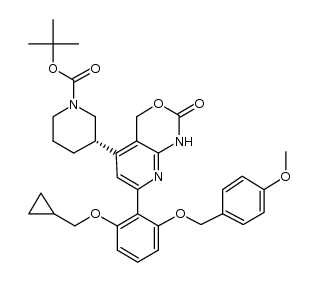 tert-butyl (3S)-(-)-3-(7-{2-(cyclopropylmethoxy)-6-[(4-methoxybenzyl)oxy]phenyl}-2-oxo-1,4-dihydro-2H-pyrido[2,3-d][1,3]oxazin-5-yl)-1-piperidinecarboxylate Structure