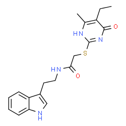 Acetamide, 2-[(5-ethyl-1,4-dihydro-6-methyl-4-oxo-2-pyrimidinyl)thio]-N-[2-(1H-indol-3-yl)ethyl]- (9CI) Structure