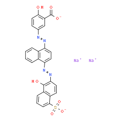 2-Hydroxy-5-[[4-[(1-hydroxy-5-sodiosulfo-2-naphthalenyl)azo]-1-naphthalenyl]azo]benzoic acid sodium salt结构式