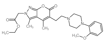 Pyrano[2,3-c]pyrazole-2(6H)-acetic acid, 5-[2-[4-(2-methoxyphenyl)-1-piperazinyl]ethyl]-3,4-dimethyl-6-oxo-, ethyl ester结构式