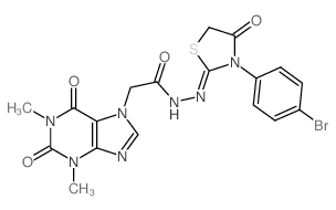 N-[[3-(4-bromophenyl)-4-oxo-thiazolidin-2-ylidene]amino]-2-(1,3-dimethyl-2,6-dioxo-purin-7-yl)acetamide picture