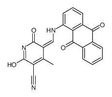 5-[[(9,10-dihydro-9,10-dioxo-1-anthryl)imino]methyl]-1,2-dihydro-6-hydroxy-4-methyl-2-oxonicotinonitrile structure