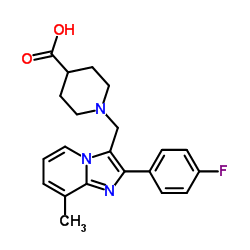 1-[2-(4-FLUORO-PHENYL)-8-METHYL-IMIDAZO[1,2-A]-PYRIDIN-3-YLMETHYL]-PIPERIDINE-4-CARBOXYLIC ACID structure