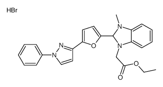 1-(2-ethoxy-2-oxoethyl)-3-methyl-2-[5-(1-phenyl-1H-pyrazol-3-yl)furan-2-yl]-1H-benzimidazolium bromide结构式