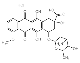 5,12-Naphthacenedione,8-acetyl-10-[(3-amino-2,3,6-trideoxy-a-D-arabino-hexopyranosyl)oxy]-7,8,9,10-tetrahydro-6,8,11-trihydroxy-1-methoxy-,hydrochloride, (8S-cis)- (9CI) structure