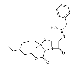 2-(diethylamino)ethyl 3,3-dimethyl-7-oxo-6-[(2-phenylacetyl)amino]-4-thia-1-azabicyclo[3.2.0]heptane-2-carboxylate结构式