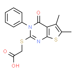 (5,6-DIMETHYL-4-OXO-3-PHENYL-3,4-DIHYDRO-THIENO[2,3-D]PYRIMIDIN-2-YLSULFANYL)-ACETIC ACID structure