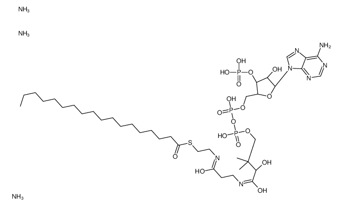 triazanium,[(2R,3R,5R)-5-(6-aminopurin-9-yl)-4-hydroxy-2-[[[[(3R)-3-hydroxy-2,2-dimethyl-4-[[3-(2-octadecanoylsulfanylethylamino)-3-oxopropyl]amino]-4-oxobutoxy]-oxidophosphoryl]oxy-oxidophosphoryl]oxymethyl]oxolan-3-yl] hydrogen phosphate结构式