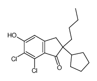 2-butyl-6,7-dichloro-2-cyclopentyl-2,3-dihydro-5-hydroxy-1H-inden-1-one结构式