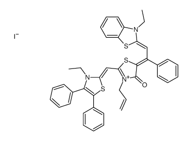 3-allyl-5-[2-(3-ethylbenzothiazol-2(3H)-ylidene)-1-phenylethylidene]-2-[(3-ethyl-4,5-diphenylthiazol-2(3H)-ylidene)methyl]-4-oxothiazolium iodide Structure