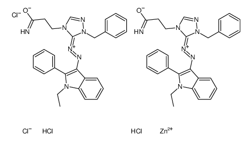 bis[4-(3-amino-3-oxopropyl)-5-[(1-ethyl-2-phenyl-1H-indol-3-yl)azo]-1-(phenylmethyl)-1H-1,2,4-triazolium] tetrachlorozincate(2-)结构式