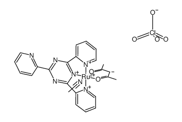 [Ru(II)(2,4,6-tris(2-pyridyl)-1,3,5-triazine)(acetylacetonate)(MeCN)]ClO4结构式