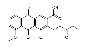 9,10-Dihydro-4-hydroxy-5-methoxy-9,10-dioxo-3-(3-oxopentyl)-2-anthracencarbonsaeure Structure