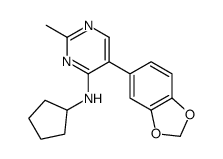 5-(1,3-苯并二氧代l-5-基)-n-环戊基-2-甲基嘧啶-4-胺结构式