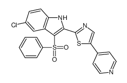 2-[3-(benzenesulfonyl)-5-chloro-1H-indol-2-yl]-5-pyridin-4-yl-1,3-thiazole结构式