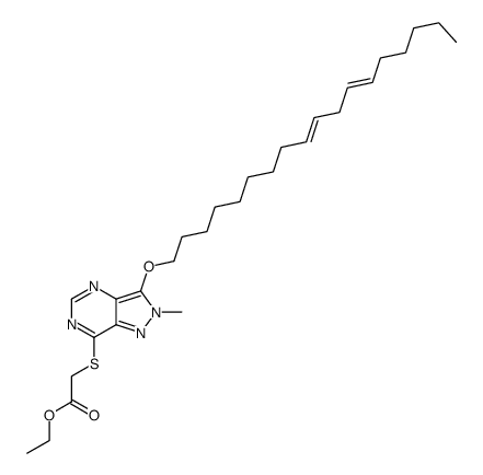 ethyl 2-[2-methyl-3-[(9E,12E)-octadeca-9,12-dienoxy]pyrazolo[4,3-d]pyrimidin-7-yl]sulfanylacetate Structure