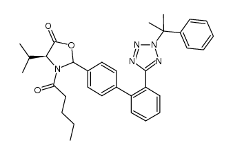 (4S)-4-isopropyl-3-pentanoyl-2-(2'-(2-(2-phenylpropan-2-yl)-2H-tetrazol-5-yl)-[1,1'-biphenyl]-4-yl)oxazolidin-5-one结构式