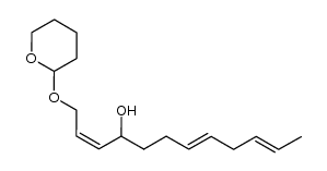 (2Z,7E,10E)-1-((tetrahydro-2H-pyran-2-yl)oxy)dodeca-2,7,10-trien-4-ol结构式