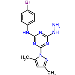 N-(4-Bromophenyl)-4-(3,5-dimethyl-1H-pyrazol-1-yl)-6-hydrazino-1,3,5-triazin-2-amine Structure