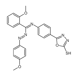 2-methoxy-N-(4-methoxyphenyl)imino-N'-[4-(2-sulfanylidene-3H-1,3,4-oxadiazol-5-yl)phenyl]benzenecarboximidamide Structure