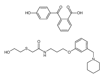 N-<3-<3-(1-Piperidinylmethyl)phenoxy>propyl>-2-(2-hydroxyethylthio)acetamide 2-(4-Hydroxybenzoyl)benzoate结构式