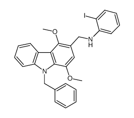 N-[(9-benzyl-1,4-dimethoxy-9H-carbazol-3-yl)methyl]-2-iodoaniline Structure