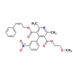 2-Methoxyethyl (2Z)-3-phenyl-2-propen-1-yl 2,6-dimethyl-4-(3-nitrophenyl)-3,5-pyridinedicarboxylate结构式