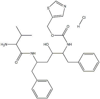 [4-[(2-AMino-3-Methyl-1-oxobutyl)aMino]-2-hydroxy-5-phenyl-1-(phenylMethyl)pentyl]-carbaMic Acid 5-ThiazolylMethyl Ester Monohydrochloride structure