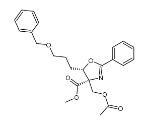 methyl (4S,5S)-4-acetoxymethyl-5-(3-benzyloxypropyl)-2-phenyl-Δ2-oxazoline-4-carboxylate结构式